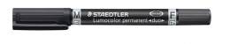 Alkoholos marker, 0,6/1,5 mm, kúpos, kétvégű, STAEDTLER "Lumocolor® duo 348", fekete